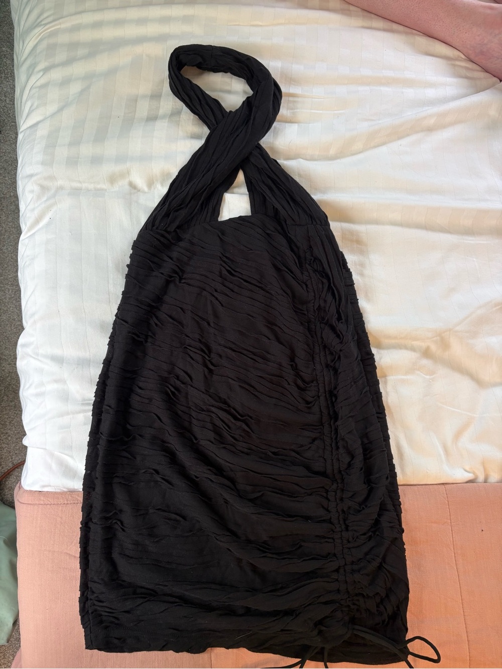 Cider Black Textured Halter Dress